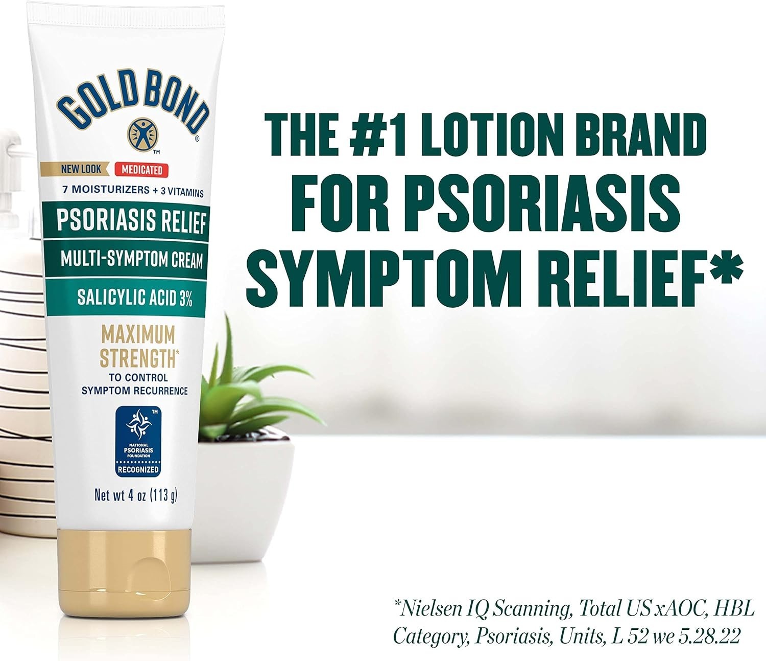 Hydrating Psoriasis Relief Cream 4 oz for Itchy, Sensitive Skin, Fragrance-Free