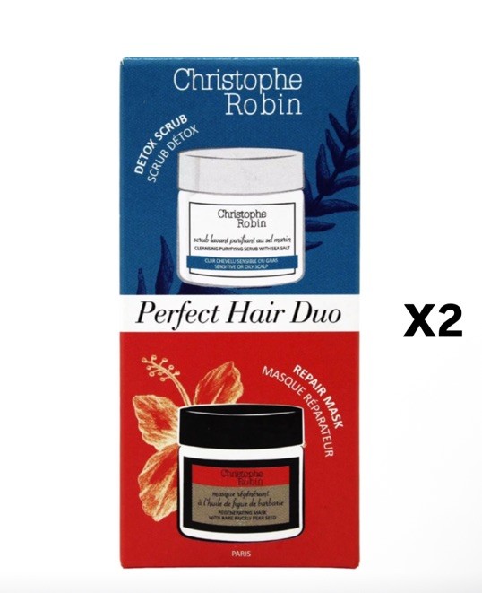 (2) NEW Christophe Robin Perfect Hair Duo Detox Scrub and Repair Mask Sets
