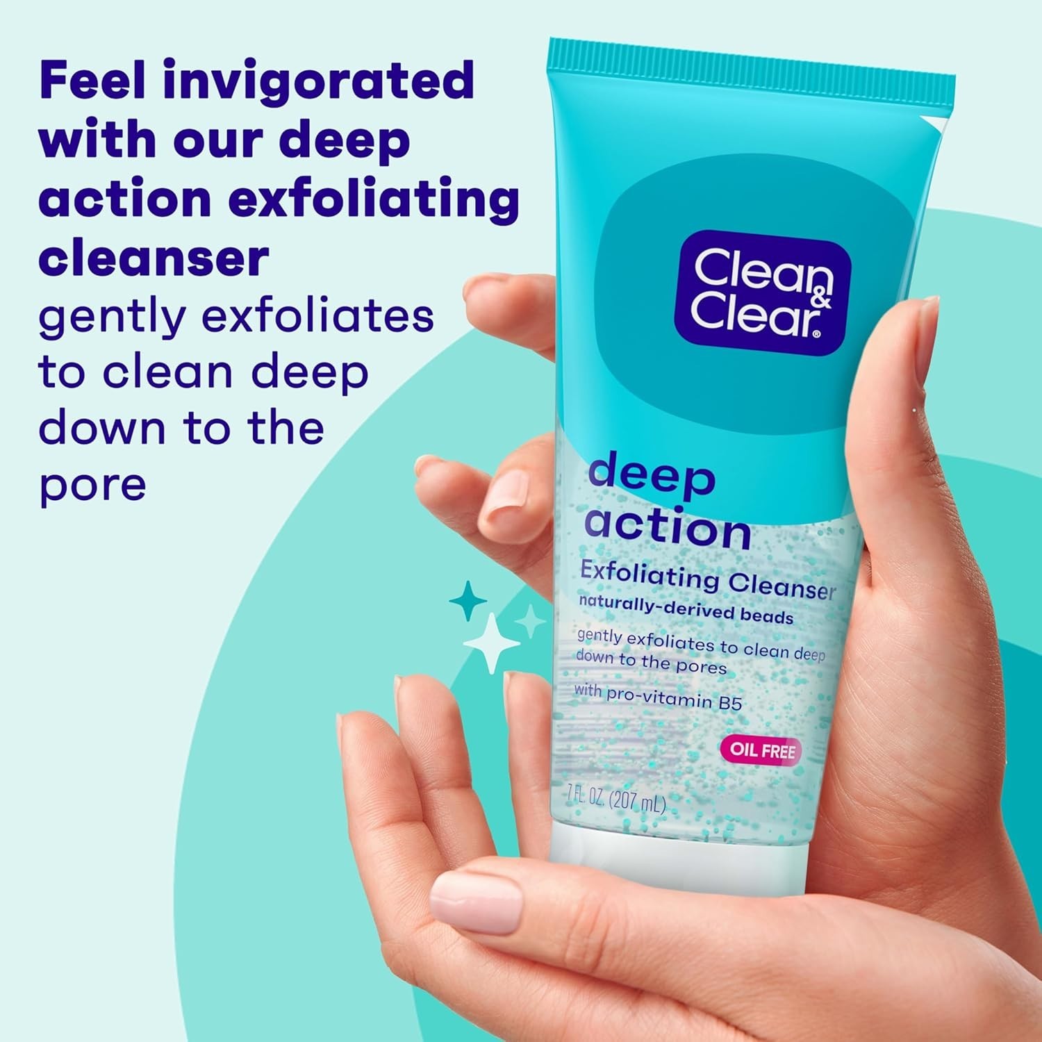 Clean & Clear Deep Action Exfoliating Facial Cleanser, Scrub & Face Wash,7 Fl Oz