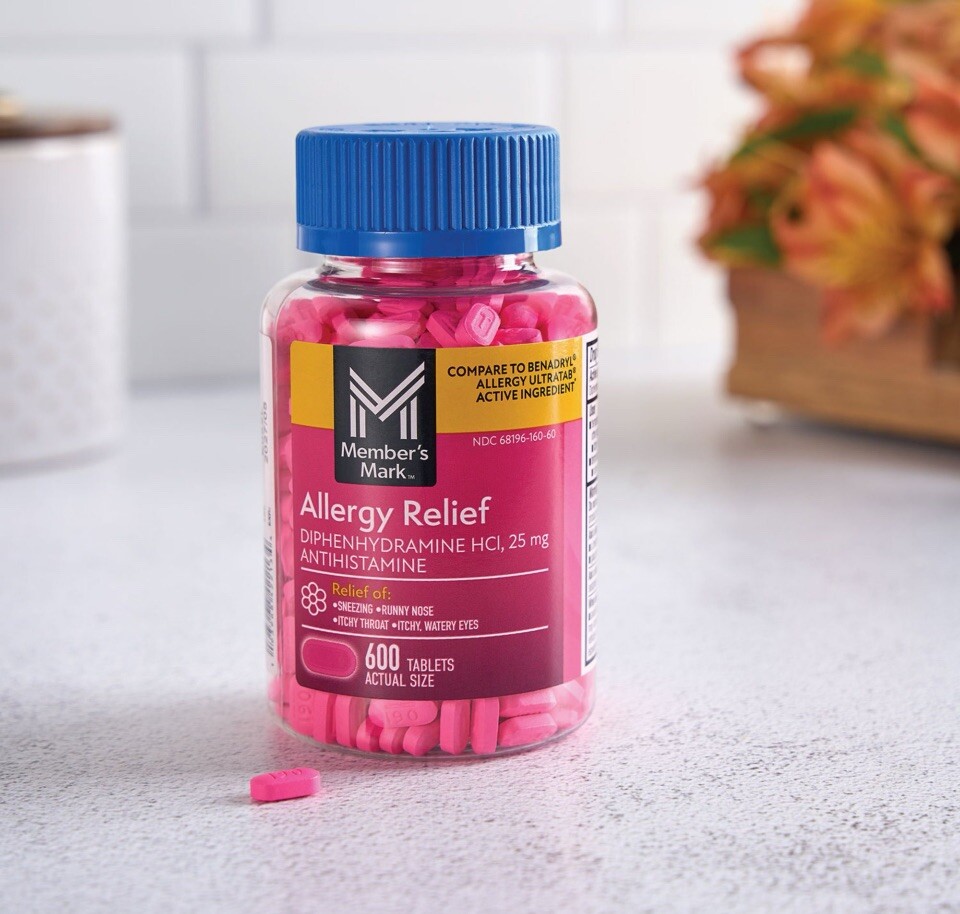Member’s Mark Aller Ben Allergy Medication 600ct Tabs 25mg ~ Compare 2 Benadryl