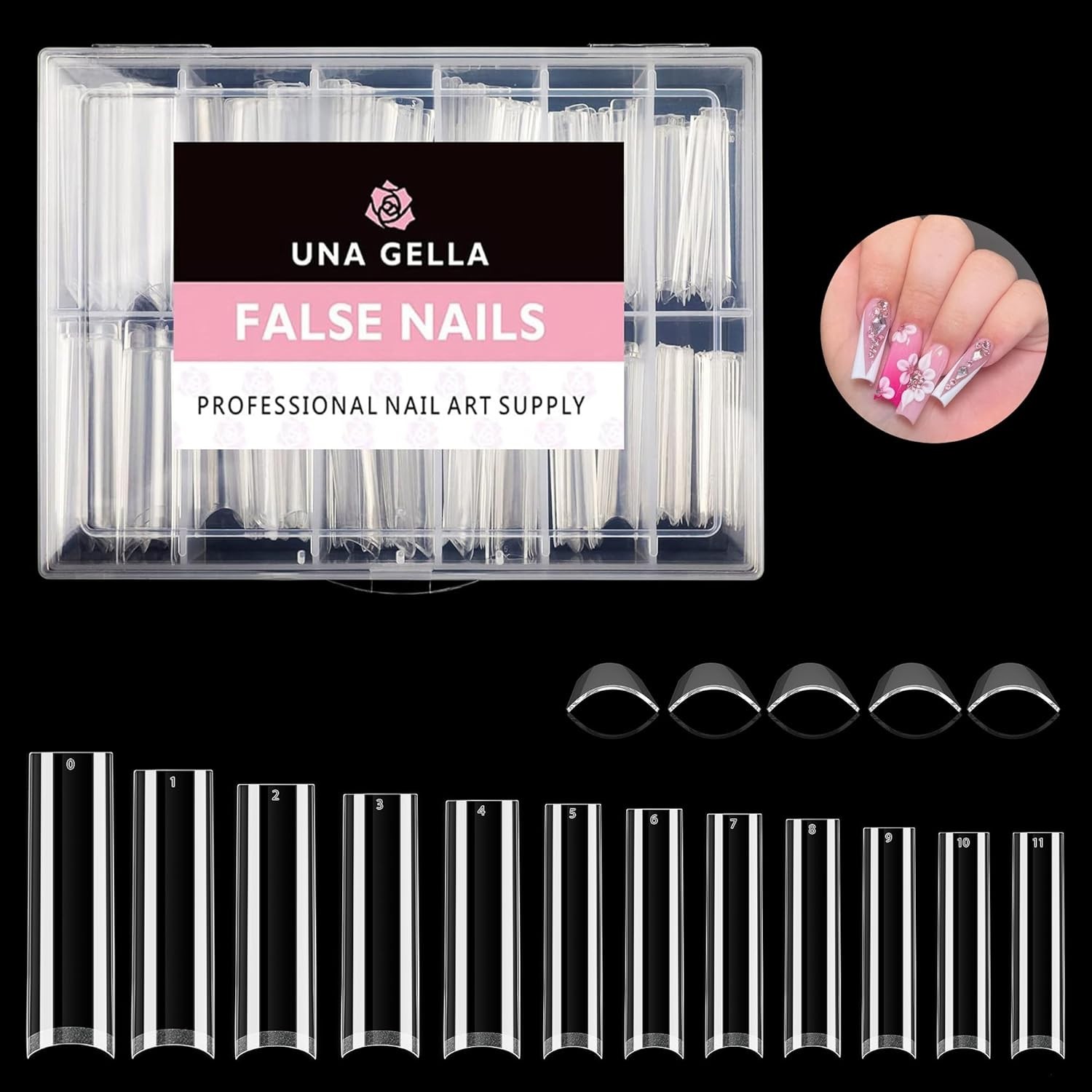 Clear 216 PCS Half Cover Tapered Square Nail Tips – Perfect for Lasting Elegance