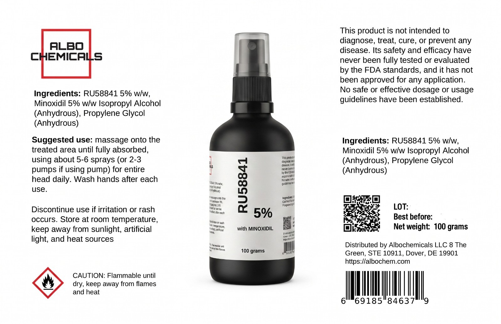 RU58841 5% with Minoxidil, 100 grams / 4 fl. oz