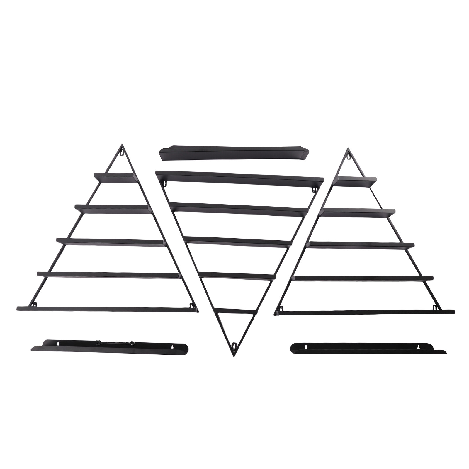 5-Tier Black Wall Mount Iron Nail Polish Display Rack Kits w/3x Horizontal Bars