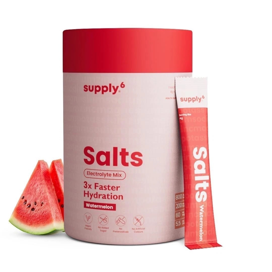 Supply6 Salts | Electrolyte Mix | Zero Added Sugar, (54 Servings, Watermelon)