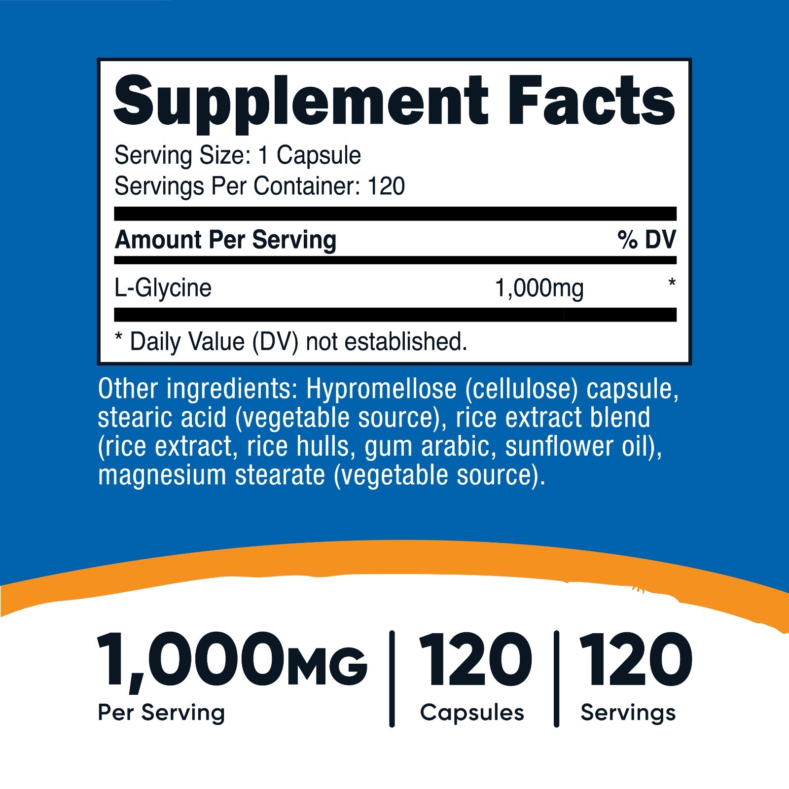 Nutricost L-Glycine 1000mg, 120 Capsules, Vegetarian, Non-GMO and Gluten Free