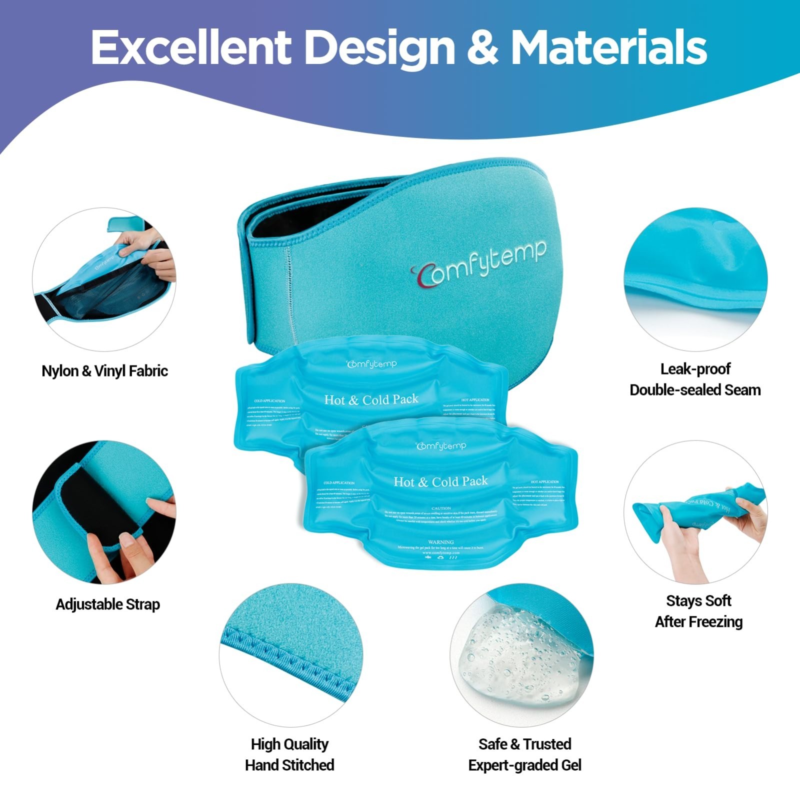 Reusable Gel Ice Pack for Back Pain Relief – 2 Pcs Hot Cold Compress for Sciatic