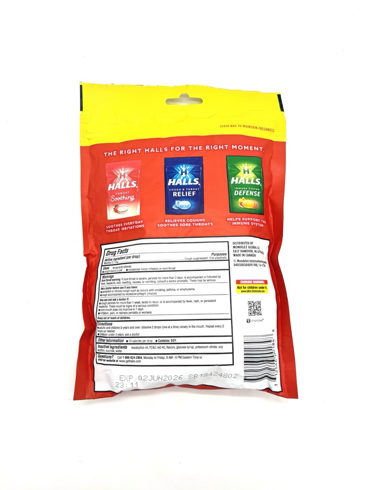 Halls ECONOMY PACK Strawberry Cough & Throat Relief 80 Cough Drops Exp 6/2026