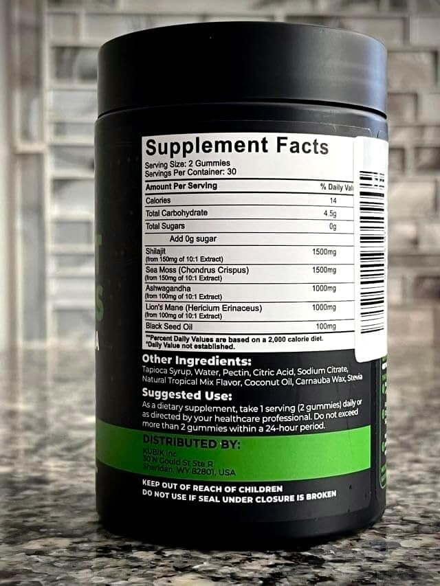 Organic Shilajit Gummies with Sea Moss Gummies Shilajit Supplement for Immune Sy