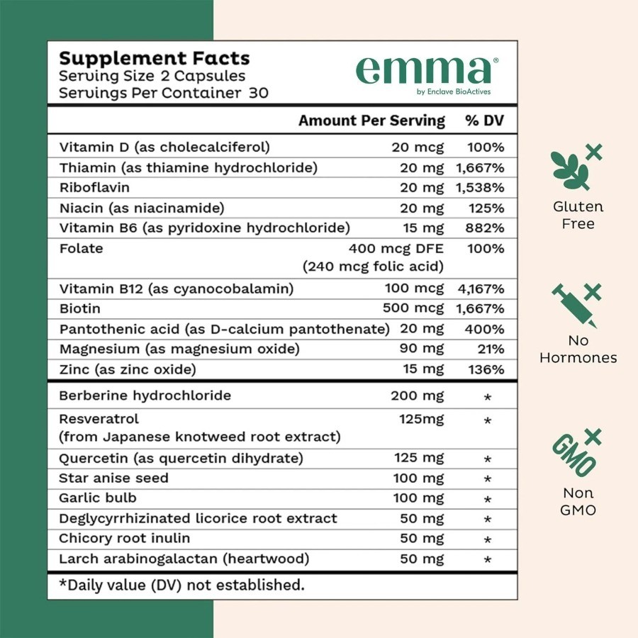 3 Pack Emma Gut Health Supplement 180 Capsules for Bloating Relief & Leaky Gut