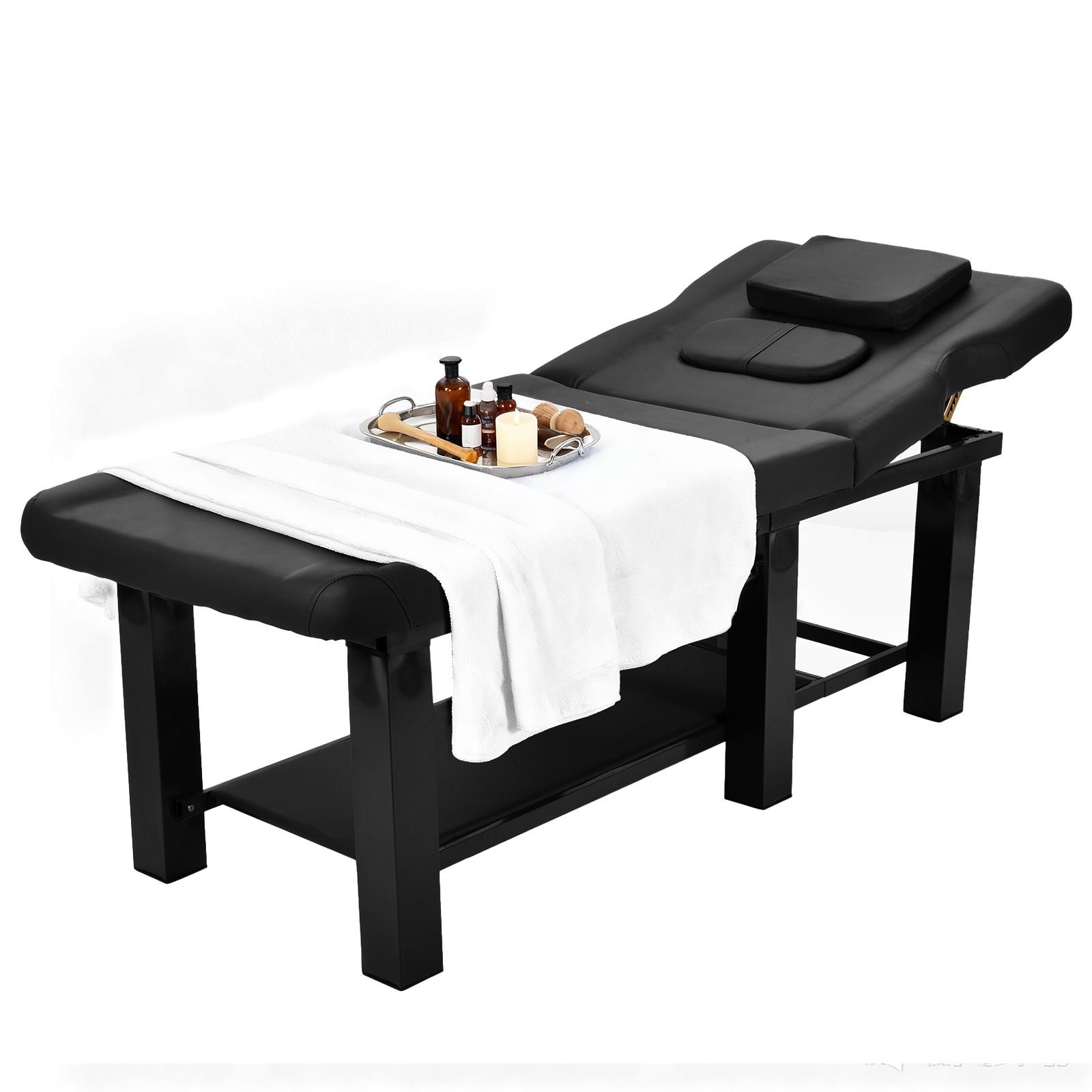 Black HeavyDuty Wide Massage Table Facial Bed Salon Beauty w/Open-Chest,Headrest