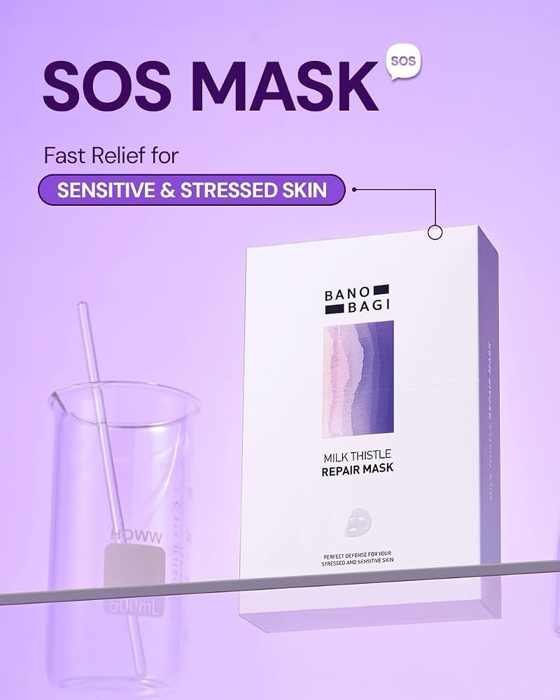 Banobagi Milk Thistle Repair Face Mask Korean Skin Care Centella Hyaluronic 10ct