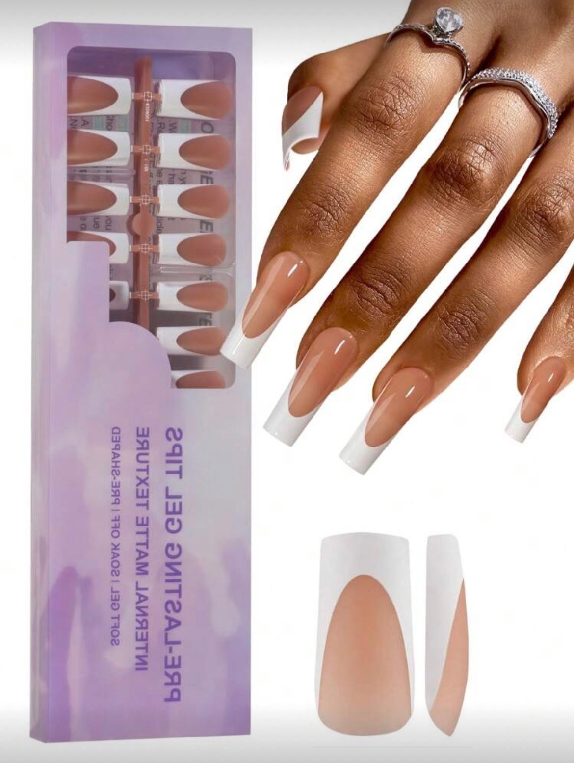 Beige White French Gel Tips 150pc