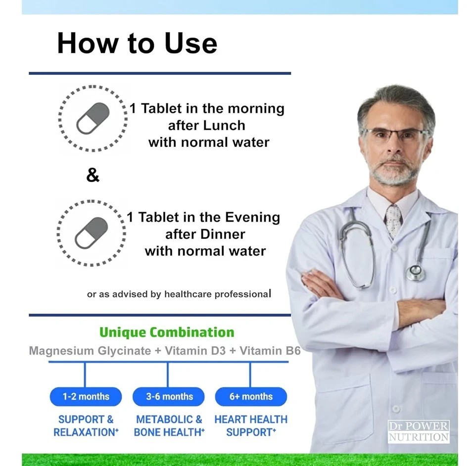 Dr Power Nutrition Magnesium Glycinate 2000mg Chelated Magnesium (120 Tablets)
