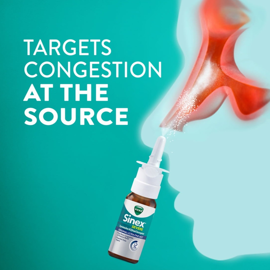 2-Pack Vicks Sinex Severe Nasal Spray Original Ultra Fine Mist 265 Sprays Each