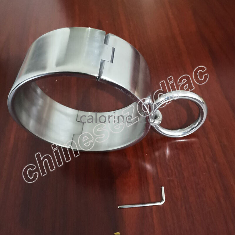 Overweight 6cm High Stainless Steel Neck Collar Cuff Big Rings Collar Restraint