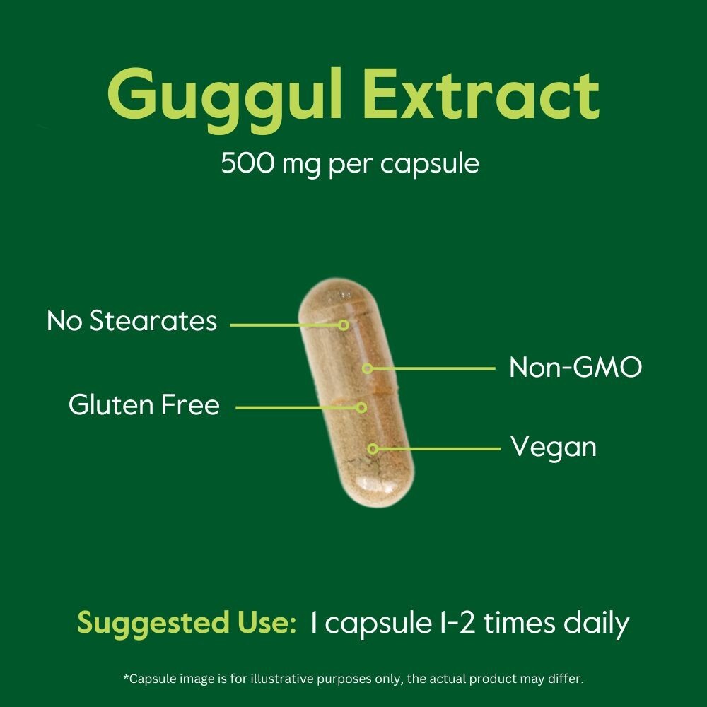 Guggul Extract 500mg (Gugulipid) (120 Vegetarian Capsules)-Clinically Researched