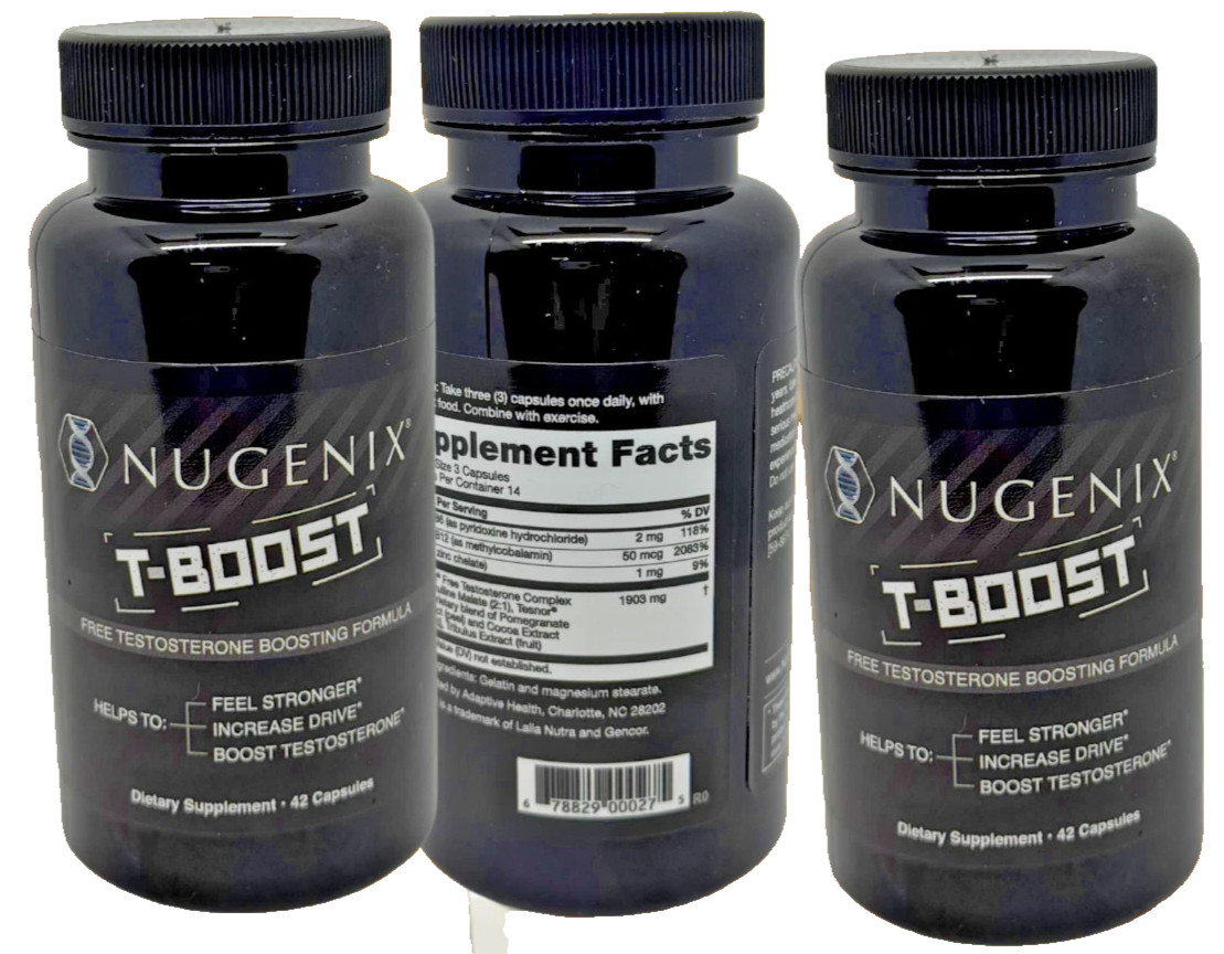 New Nugenix T-BOOST Free Testosterone Booster for Men, 126 Capsules Exp 07/2026