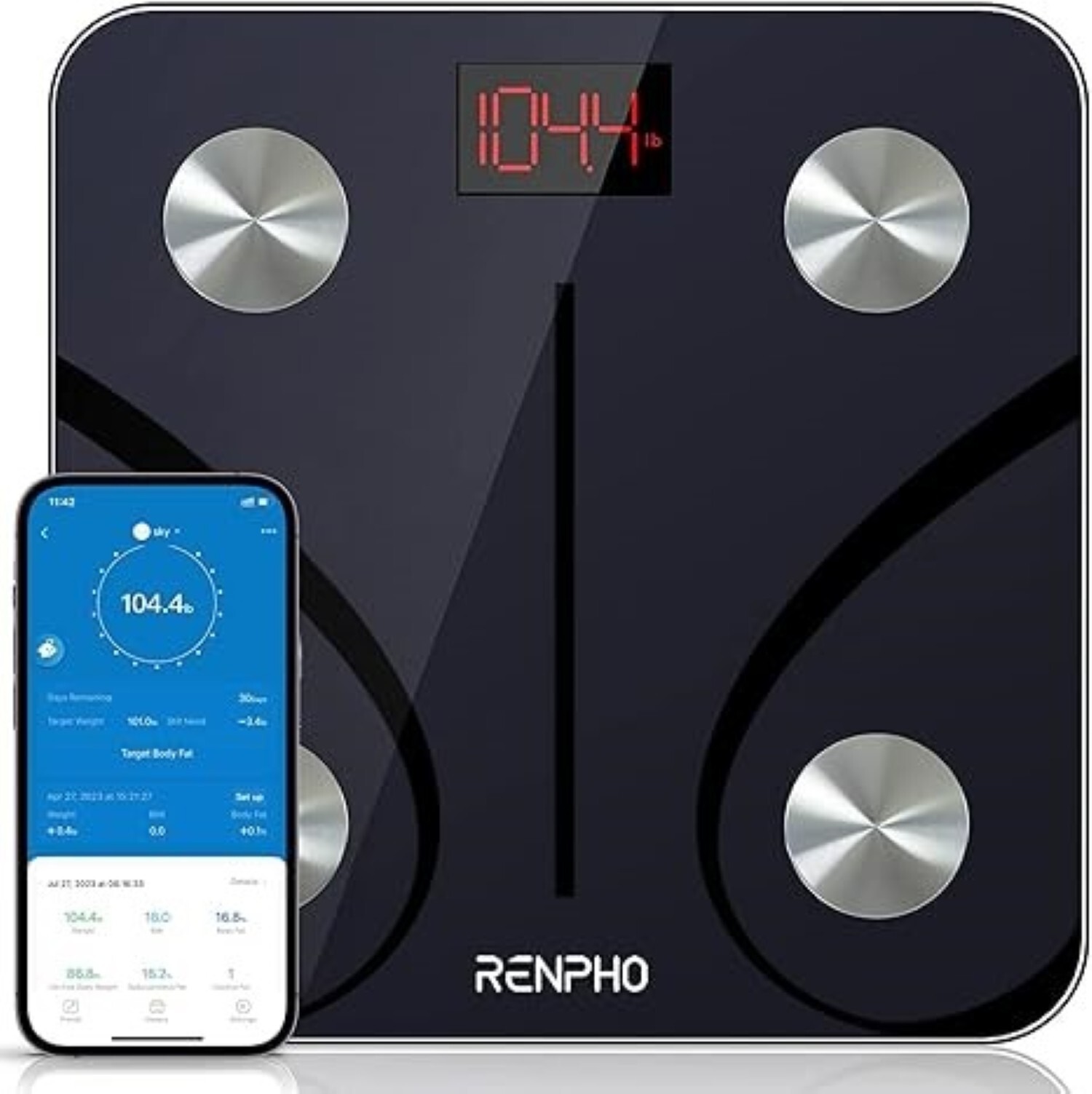 RENPHO Digital Bathroom Scale – Black (ES-24M)