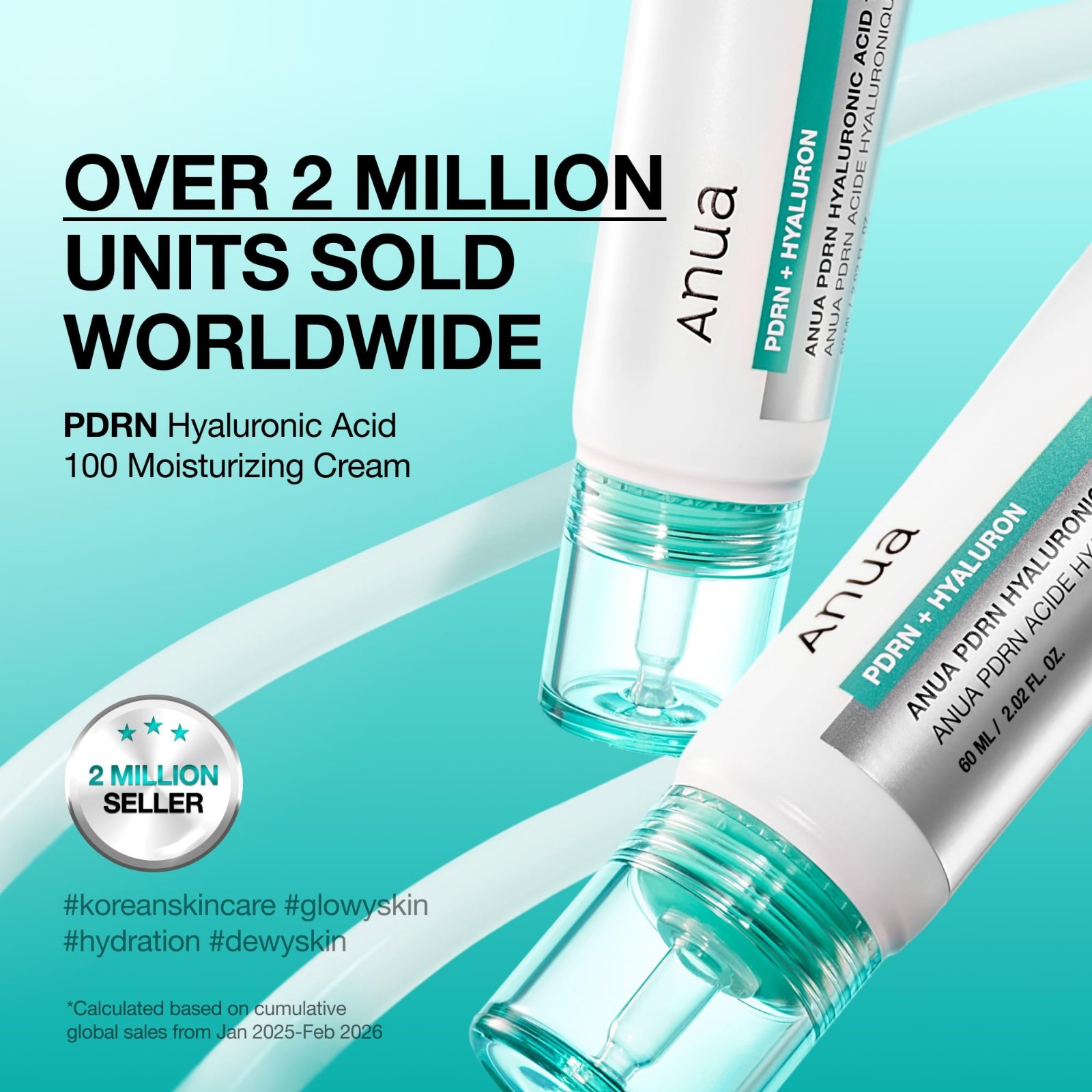 Anua PDRN Hyaluronic Acid 100 Moisturizing Cream for Glass Skin 2.02 fl oz /60ML