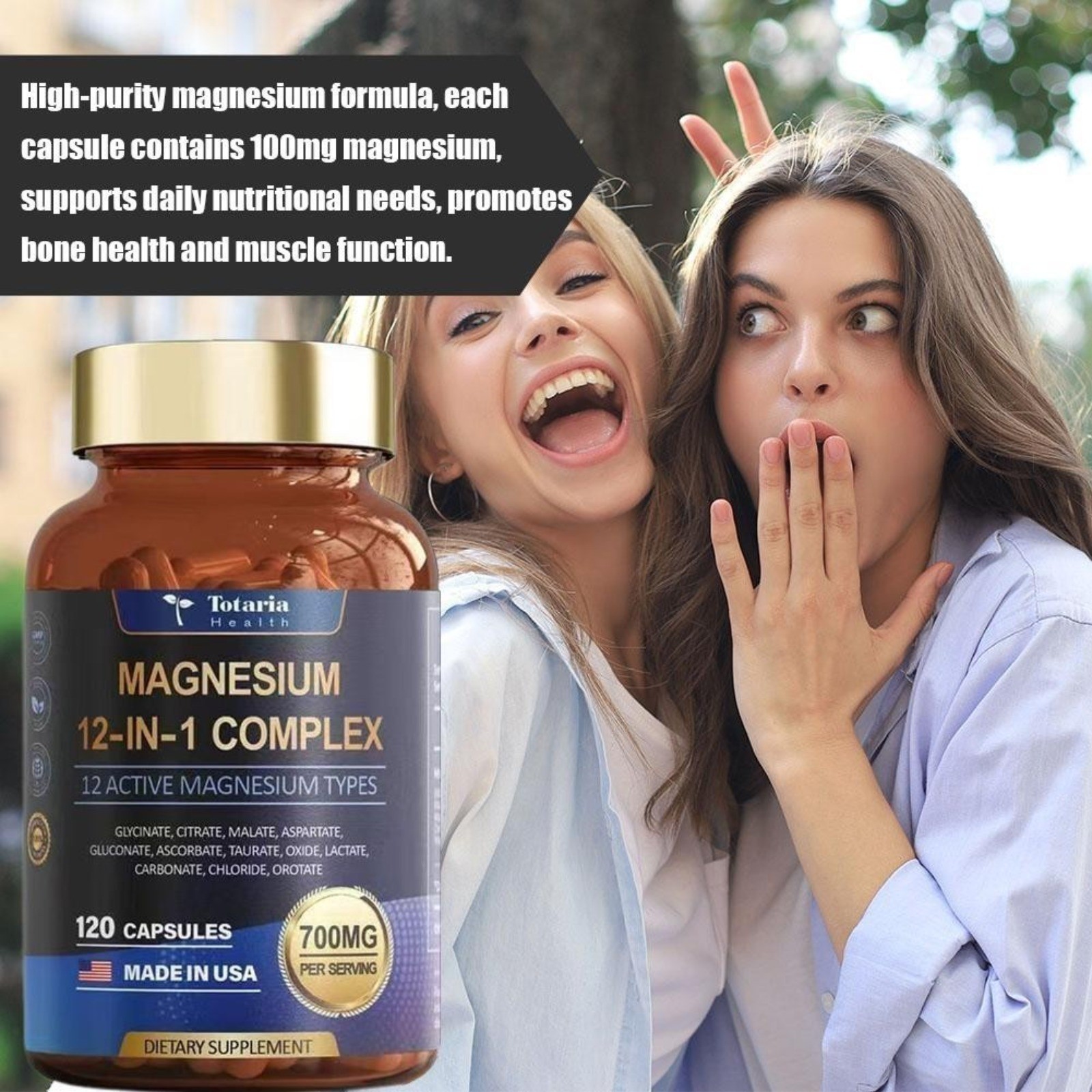 2Pack -Totaria Magnesium 12 in1 Complex 700mg – Glycinate Citrate Malate Taurate