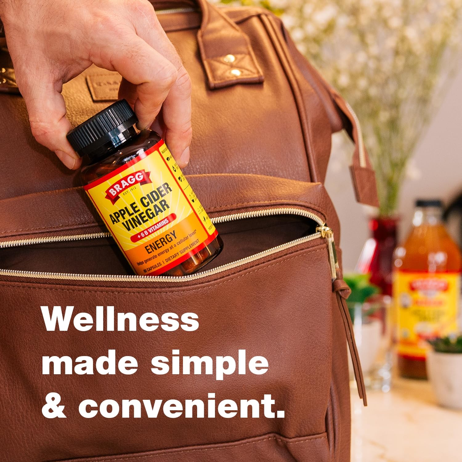 Bragg Energy Apple Cider Vinegar Capsules B-12 Vitamins – 90 Capsules – Weight