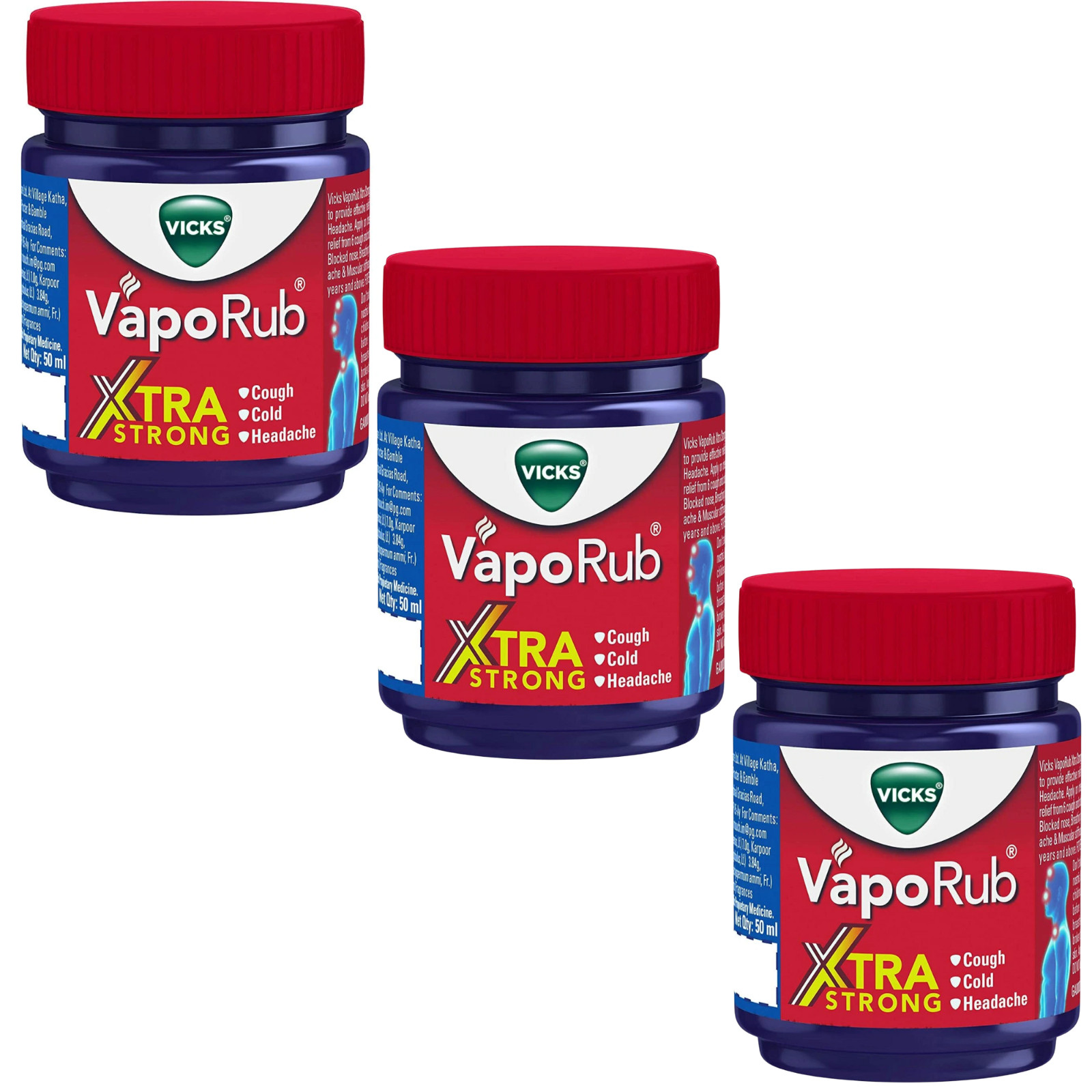 Vicks VapoRub Xtra Strong 50ml Chest Rub Cold Cough Relief Headache Body Ache