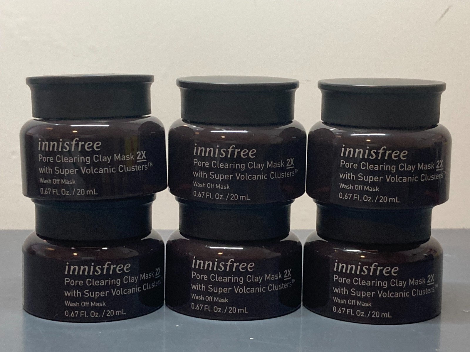 6x Innisfree Pore Clearing Clay Mask Super Volcanic Clusters 0.67 OZ each