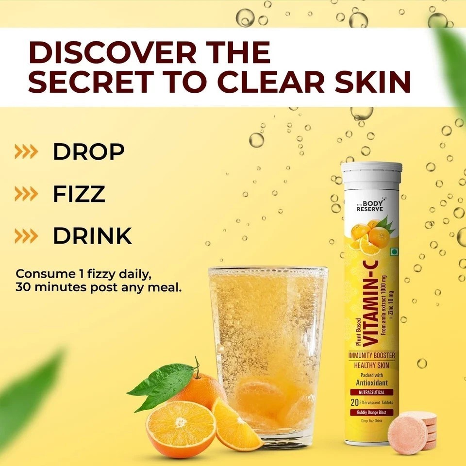 The Body Reserve Natural Vitamin C, Amla Extract With Zinc | Orange Flavour 40N