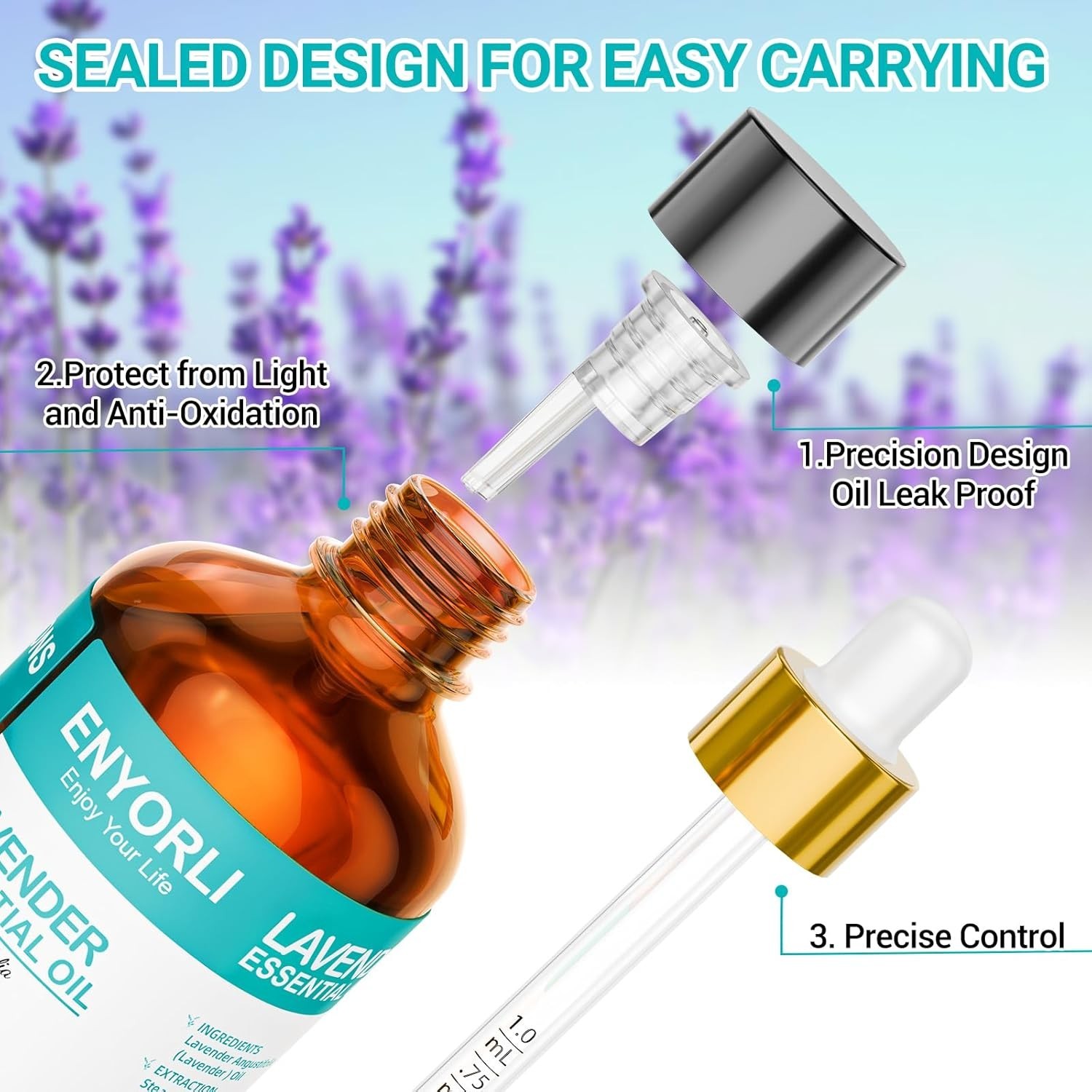 Lavender Essential Oil 3.38 fl oz (100ml), Lavender Oil for Home & Daily Use, fo