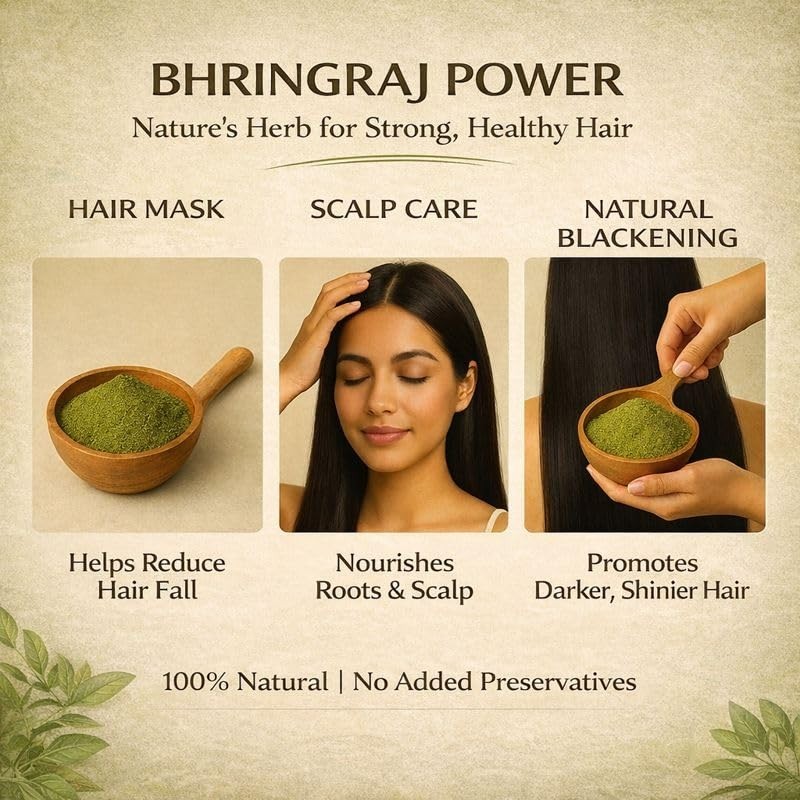 Pure Bhringraj Powder 200g Natural Hair Growth Mask Anti Dandruff Fall Control