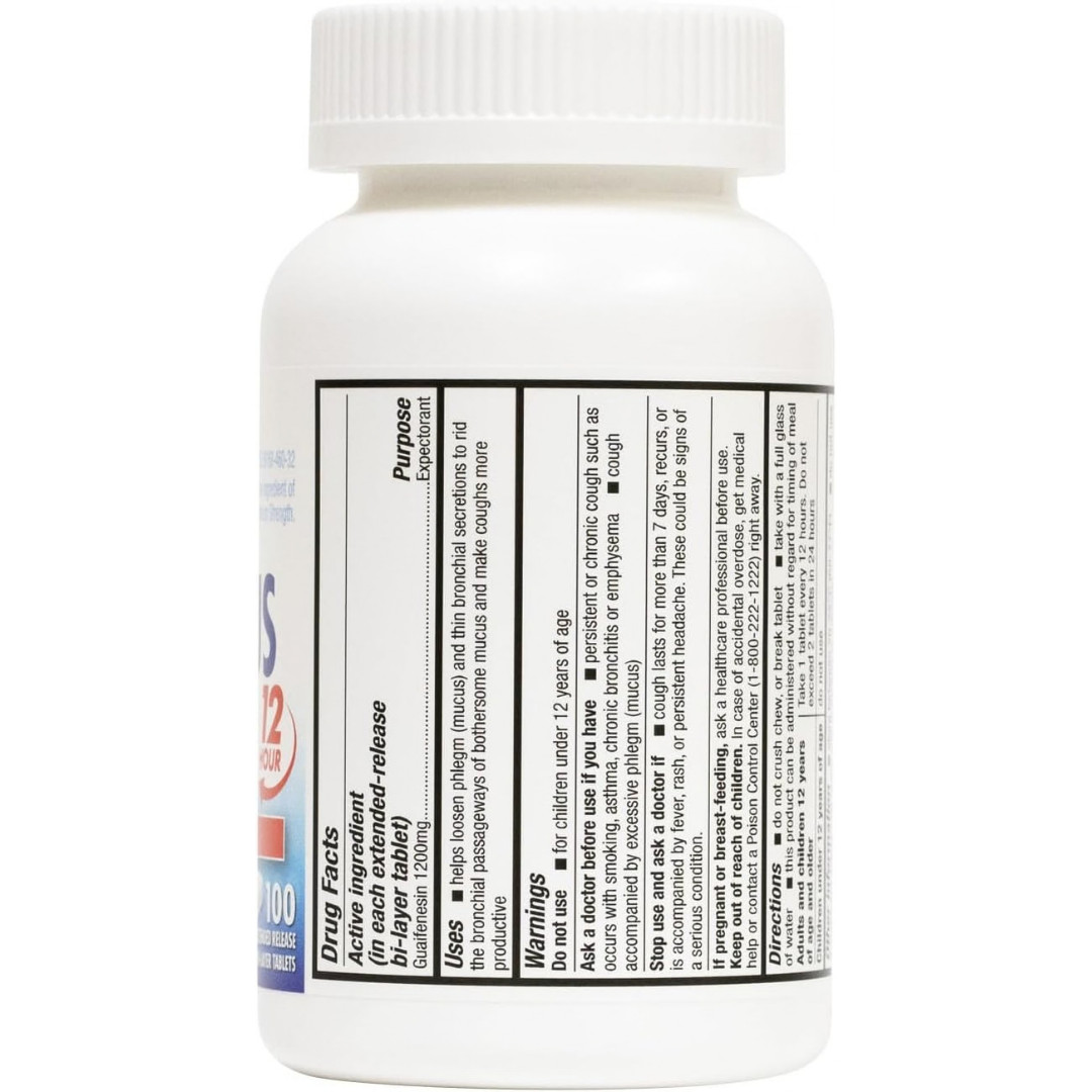 Mucus Relief | Guaifenesin 1200 Mg | NO Benzene |100 Tablets | Maximum Strengt