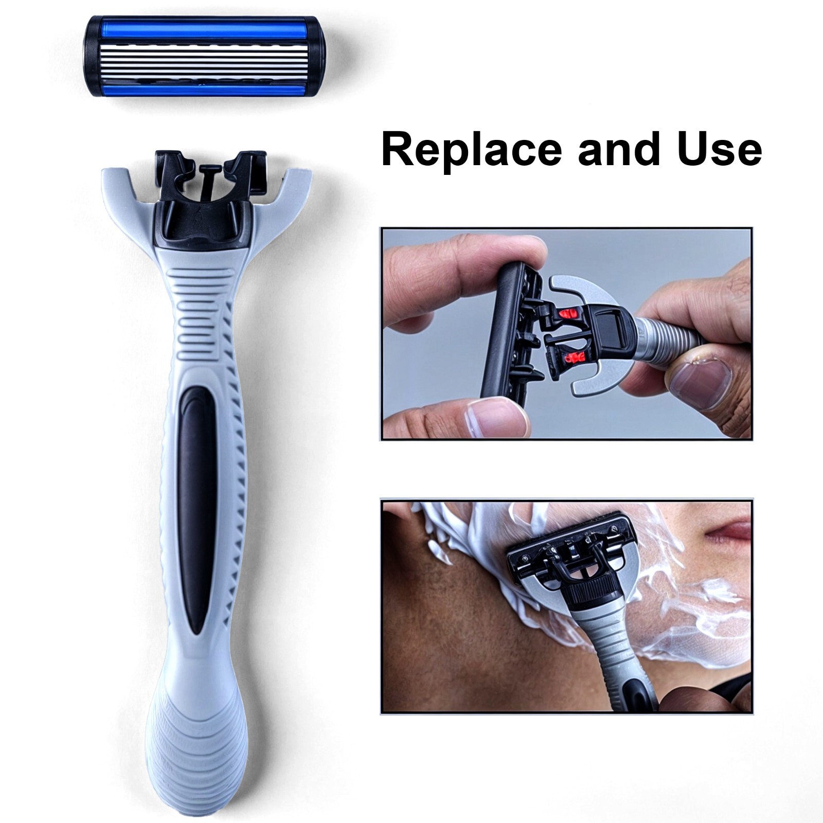 24 Stainless Steel 6 Blade Shaving Disposable Razors with 2 Handles for Men