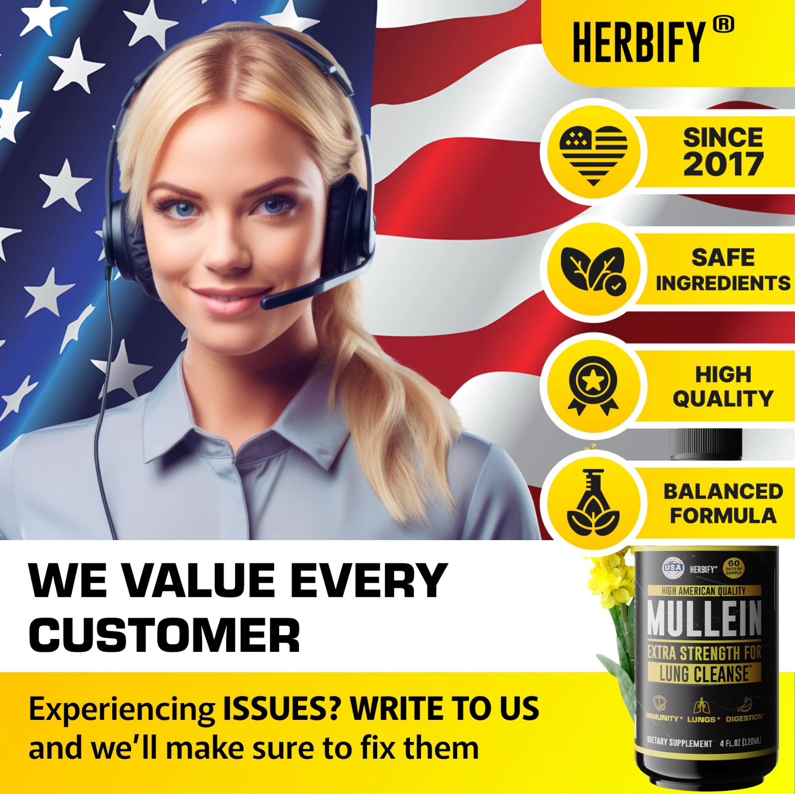Mullein Drops 4oz Lung Cleanse Detox for Smokers Respiratory Immune Support