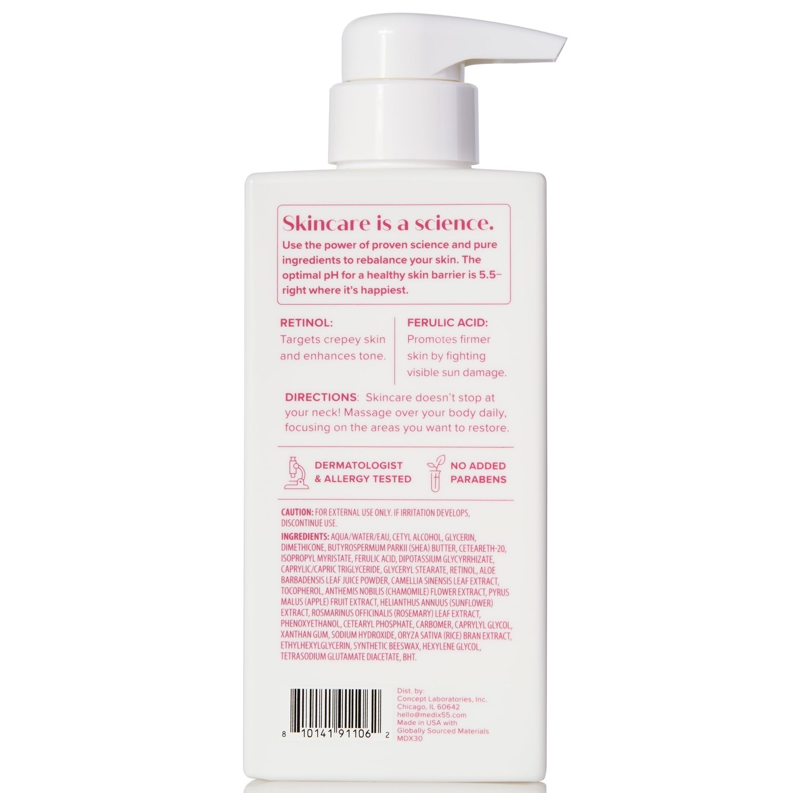 medix 5.5 retinol fragrance free 15 fl oz body lotion firming moisturizer
