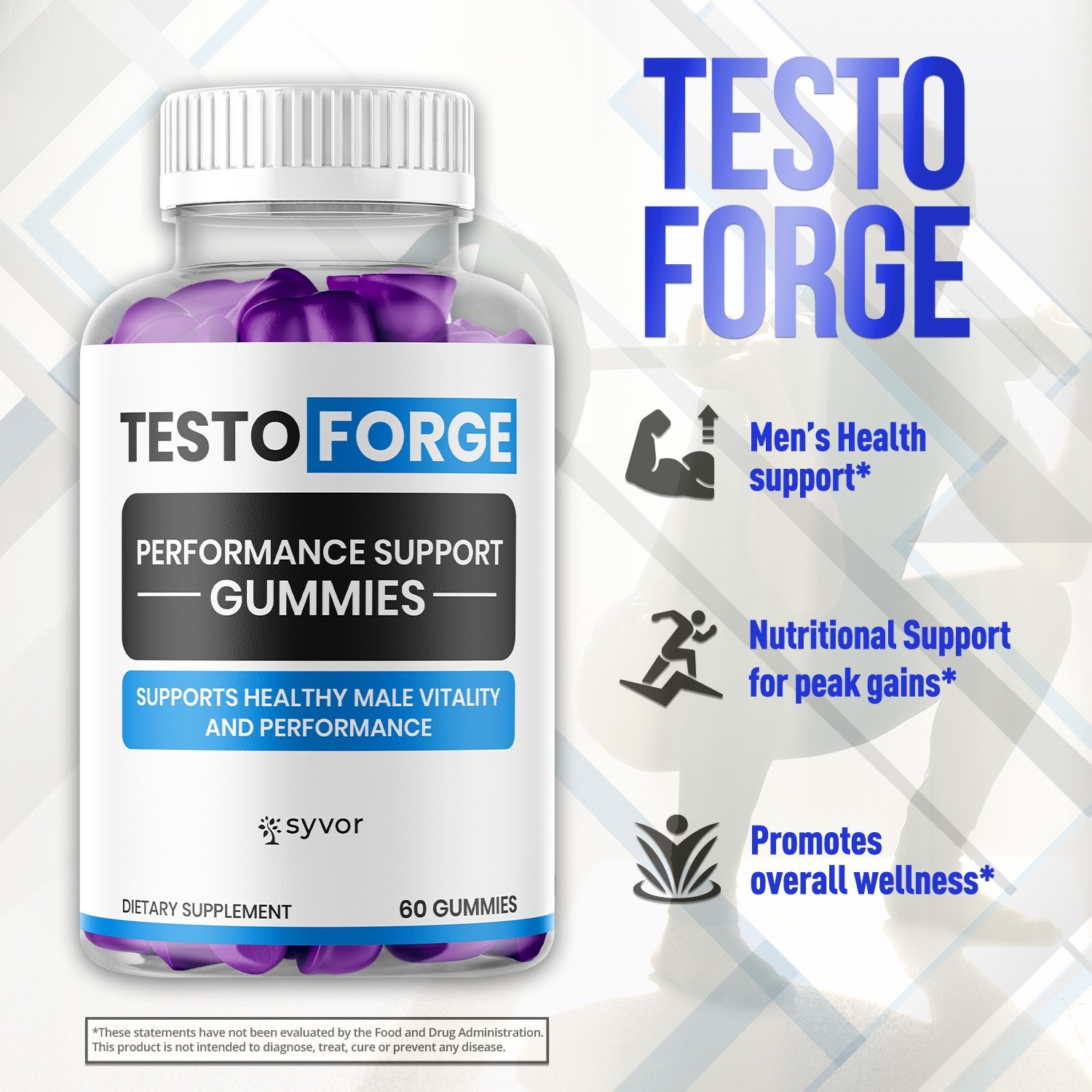 (1 Pack) Testo Forge Gummys Advanced Male Support Formula TestoForge 60 Gummies