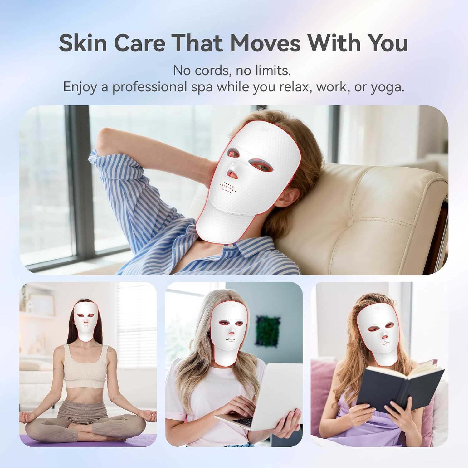 LED Face Mask Light Therapy 7 Color Red Photon Neck Skin Care Device Home Spa