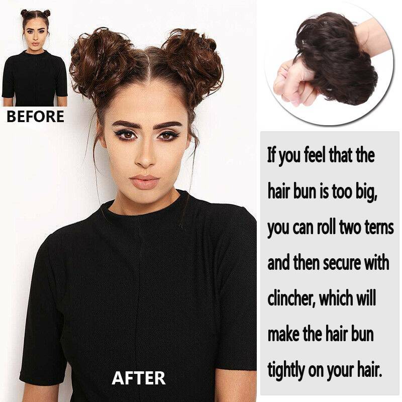 Natural Curly Messy Bun Hair Piece Scrunchie Updo Hair Extensions Real as Human