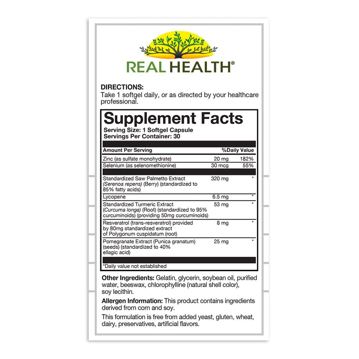Prostate Health Supplements for Men – Saw Palmetto, Lycopene, Resveratrol, 30 Co