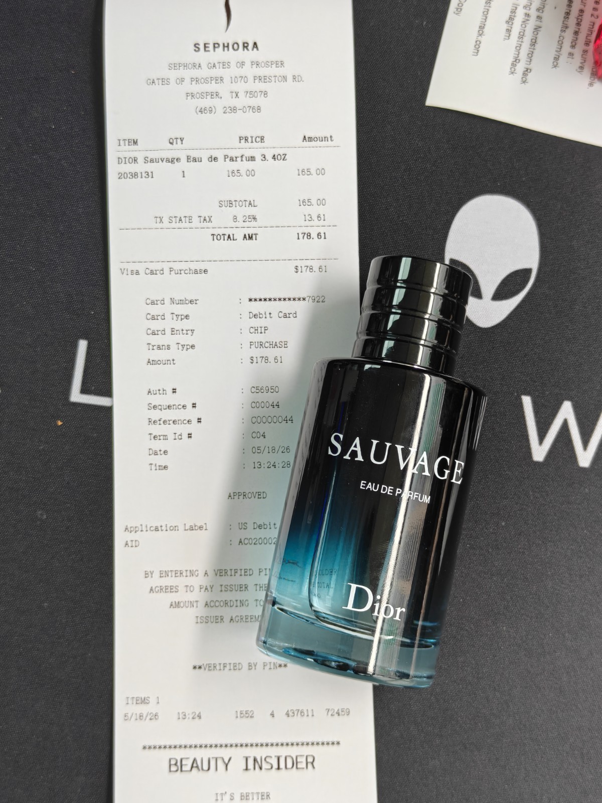 DIOR Sauvage Eau de Parfum 3.4OZ With receipt