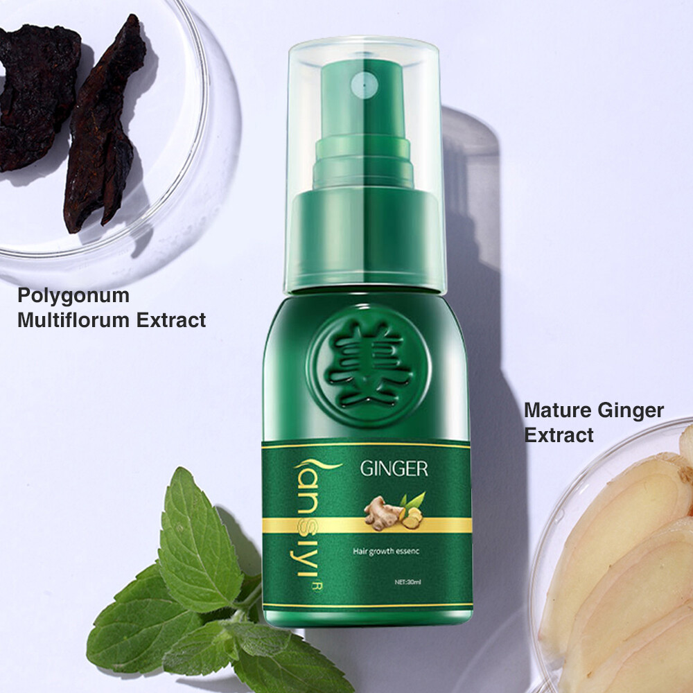 Herbal Ginger Hair Growth Spray Anti Hair Loss Treatment Dense Regrowth Essence.