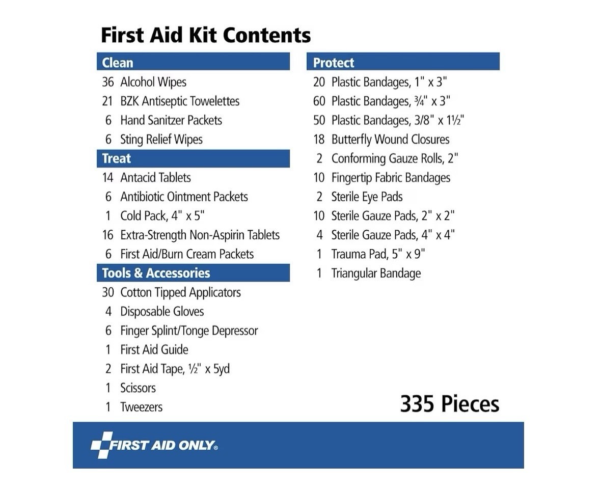 First Aid Only 335 Piece First Aid Kit, OSHA Compliant, All-Purpose 100-Person