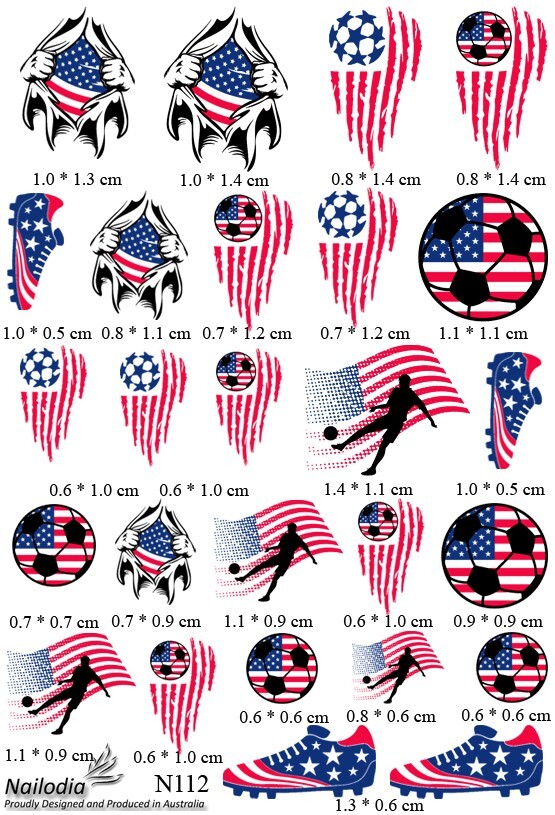 USA United States America Soccer Fan Nail Art Decal Sticker Water Transfer