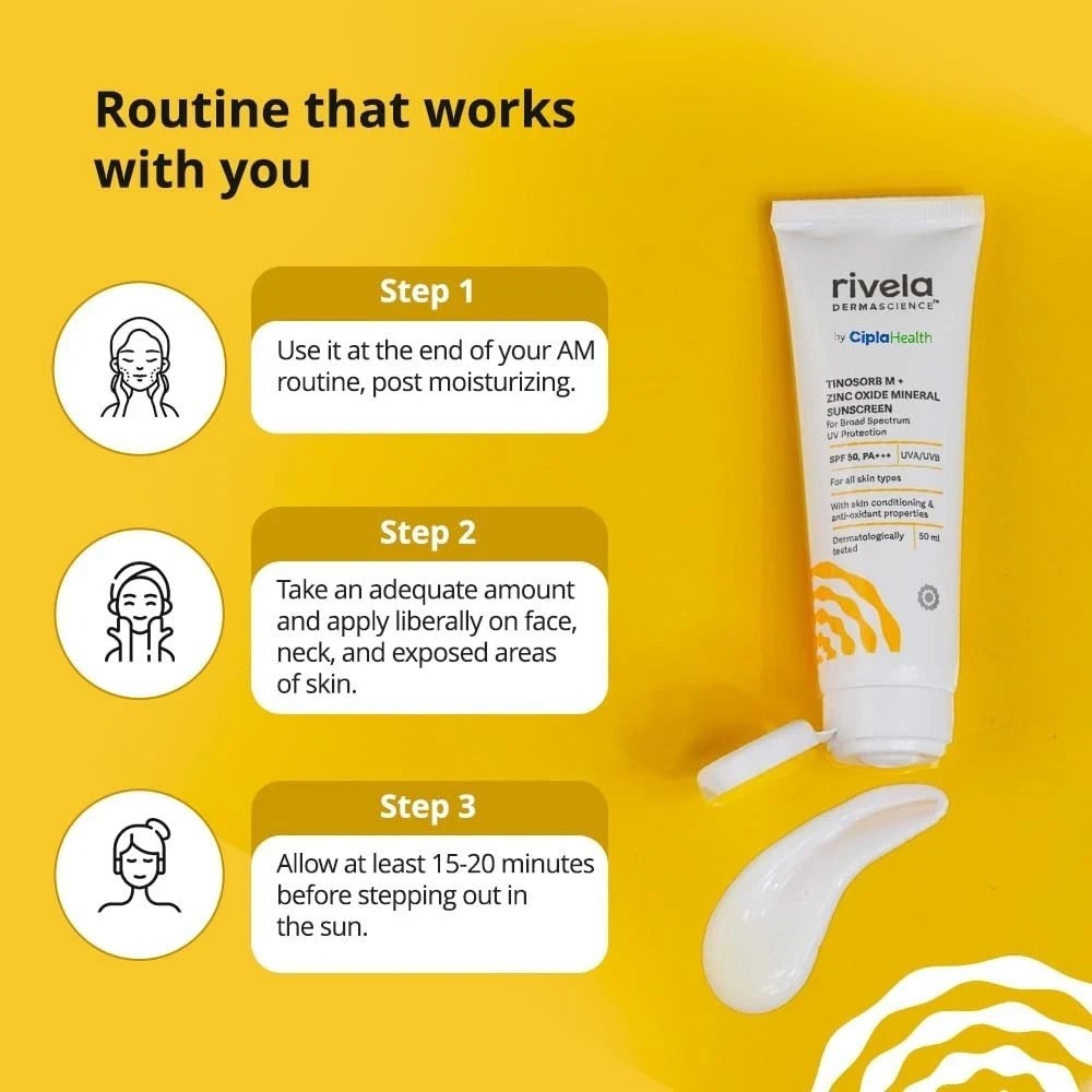 Rivela Dermascience By Cipla SPF 50, PA+++ Mineral Sunscreen Lotion 50ml