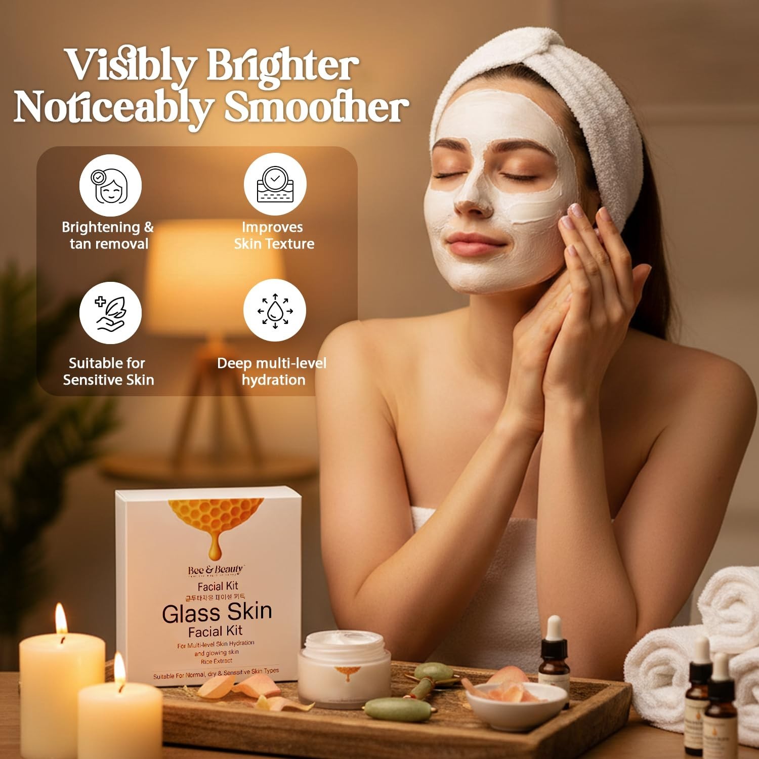 BEE & BEAUTY Facial Kit For Glass Glow Skin With Professional Spa Facial Pack