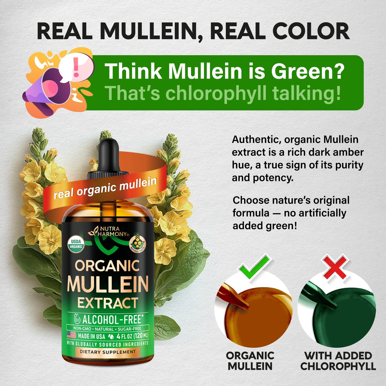 Mullein Drops for Lungs – USDA Organic Liquid – Mullein Leaf Extract Supplement