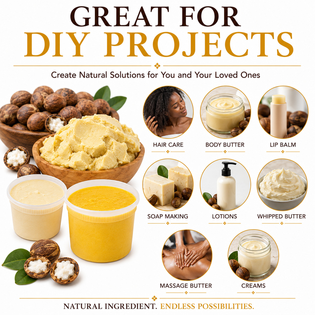 8oz Organic African Shea Butter Yellow Raw From GHANA Natural UNREFINED Pure