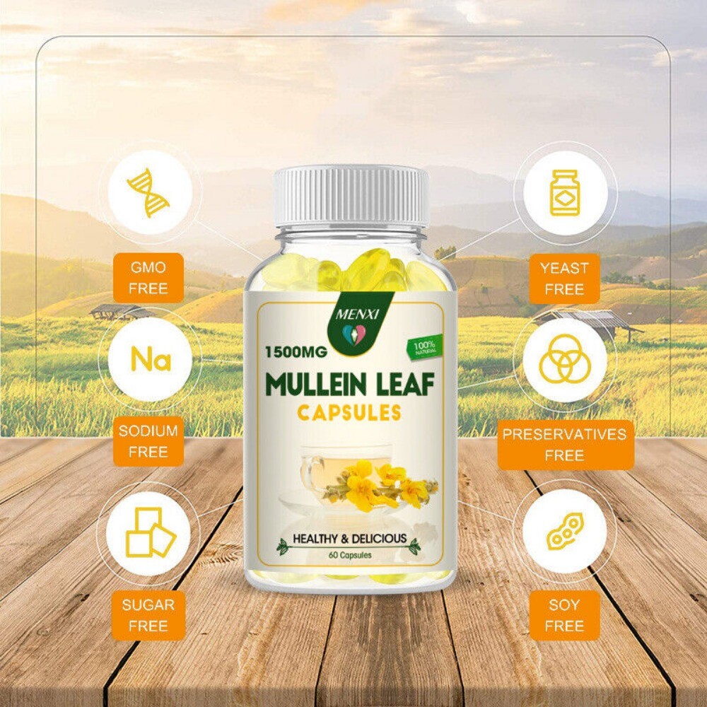 Mullein Leaf 240 Capsules for Lung Cleansing & Detox Herbal Dietary Supplement