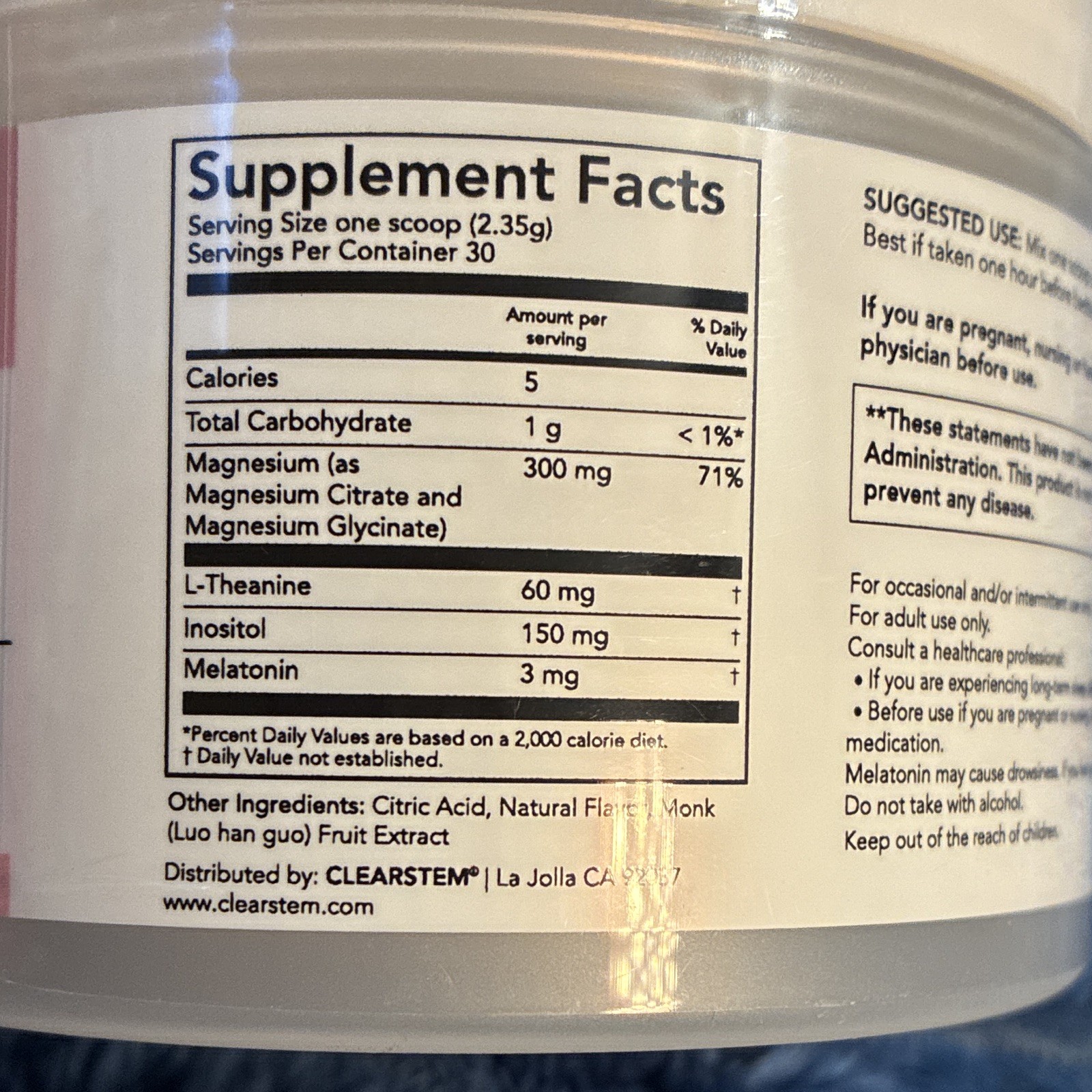 Clearstem Pillowtime-Mag Hibiscus + Berry Magnesium Sleep Powder 2.48 oz