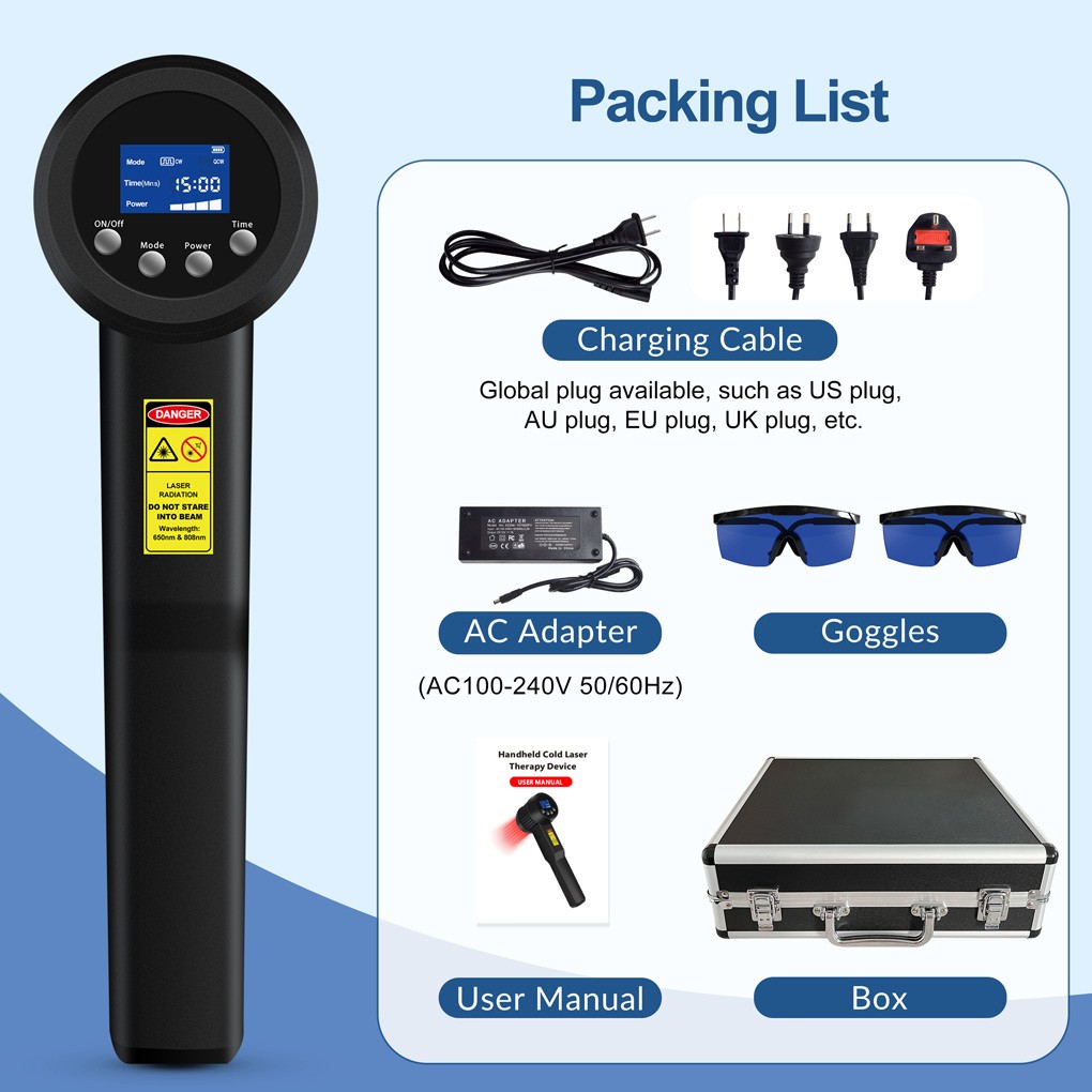 3W Portable LLLT Cold Laser Therapy for Neuropathy Nerve Pain Relief 650nm 808nm
