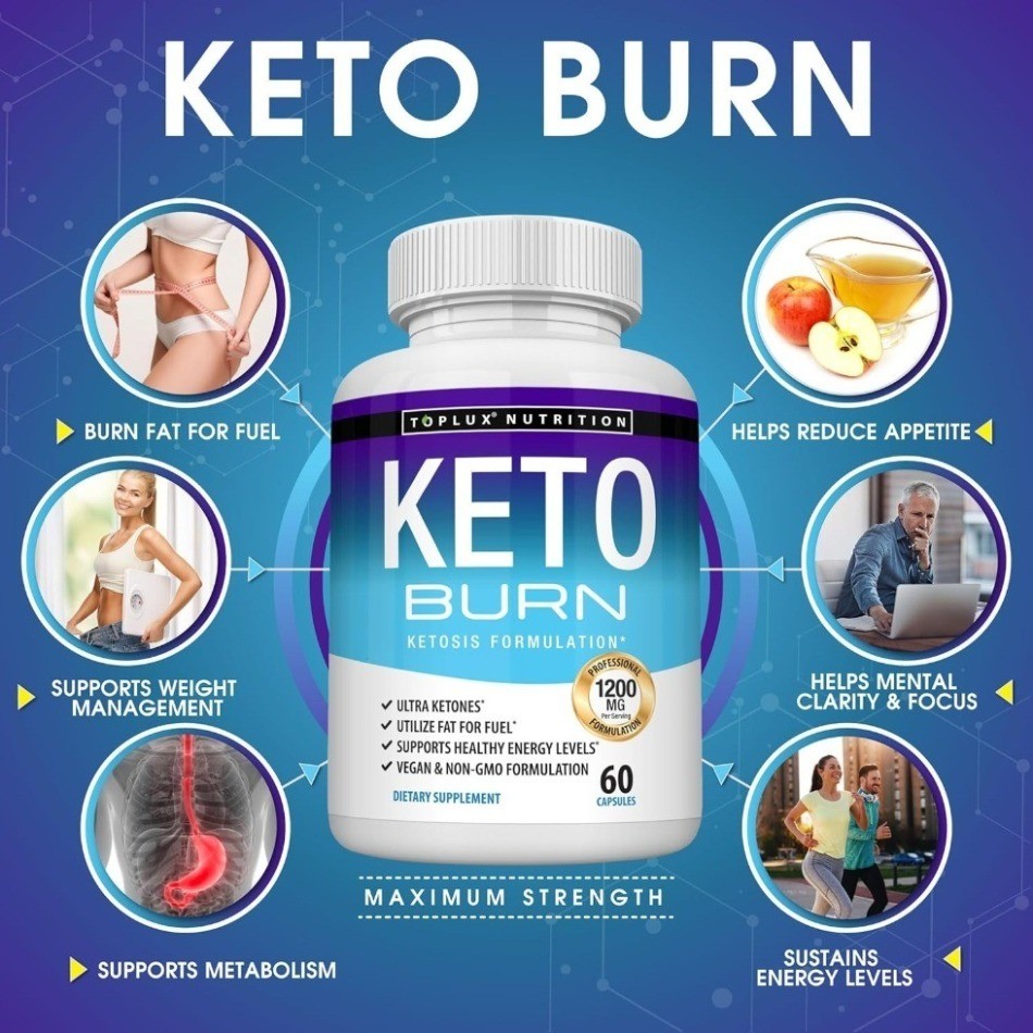 2Pack-Toplux Nutrition Keto Burn 1200mg Ketosis Formula 60 Capsules